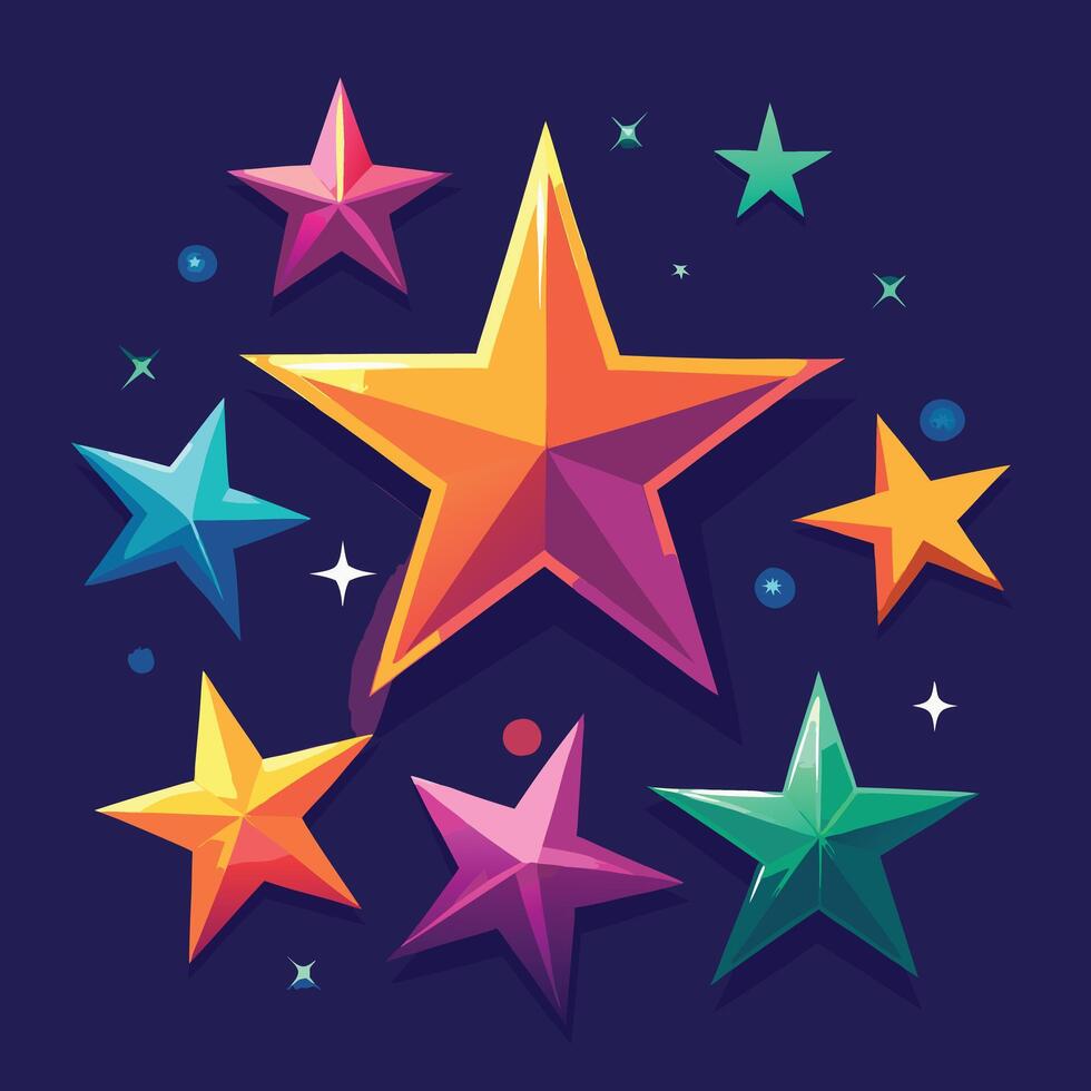 illustration of colorful stars on a dark background vector