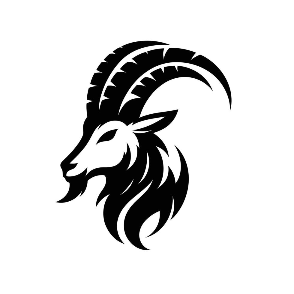 Modern Goat Head Silhouette Icon on White Background vector