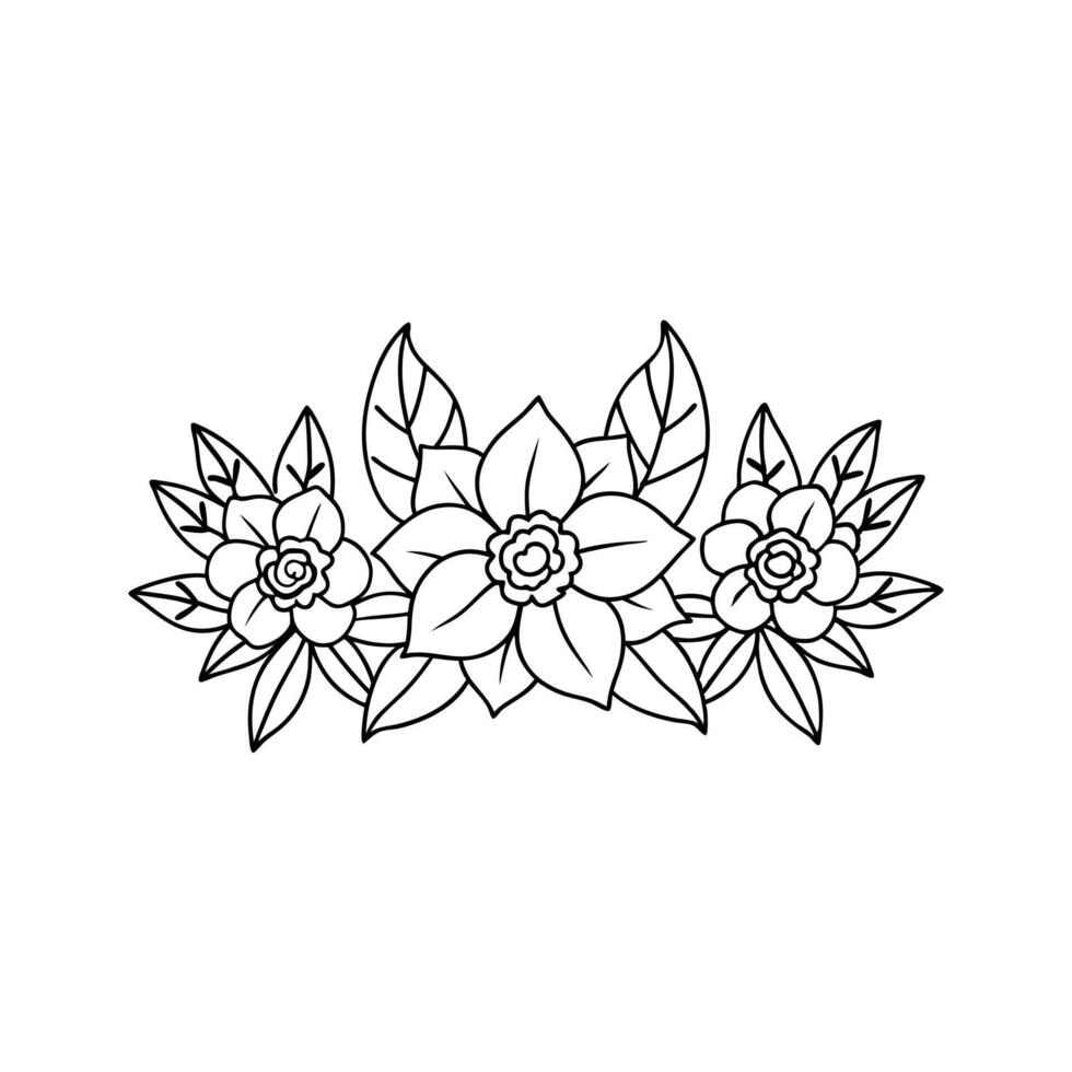 Charming Border with Simple Flower and Leaf Outlines vector