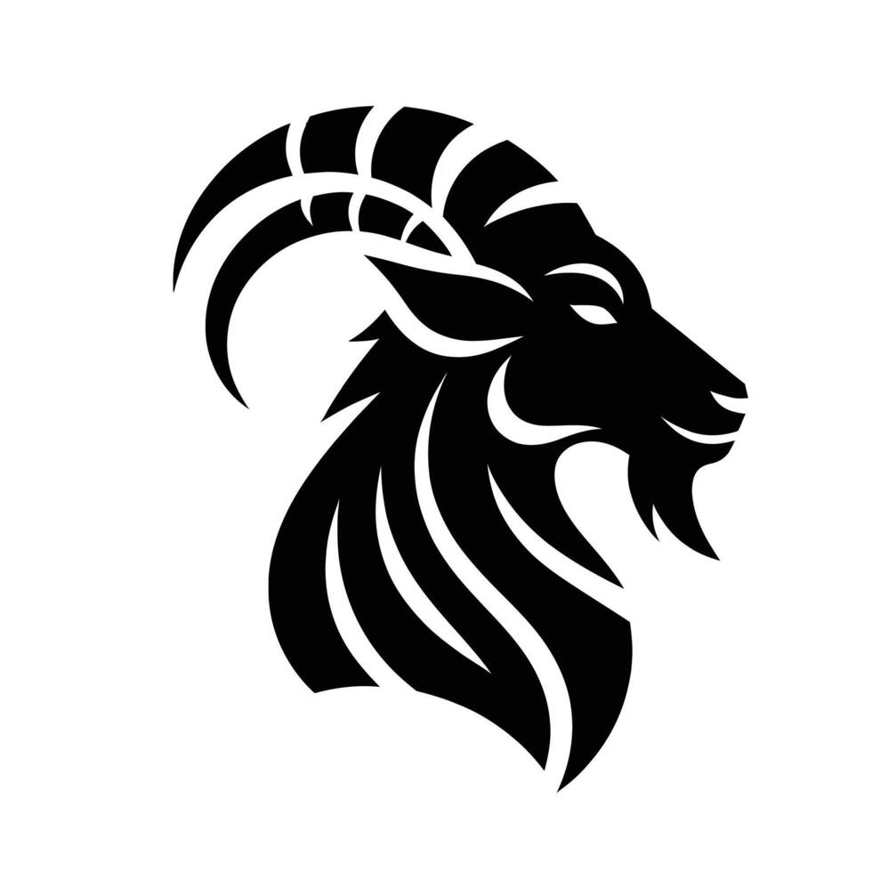 Modern Silhouette Goat Head Logo for Cutting-Edge Brands vector