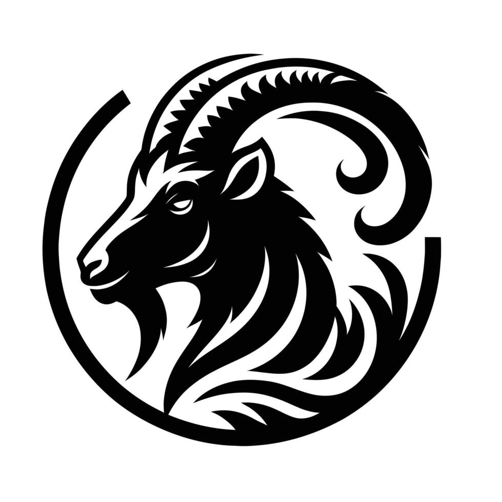 Stylish Goat Head Silhouette for Branding and Logo vector
