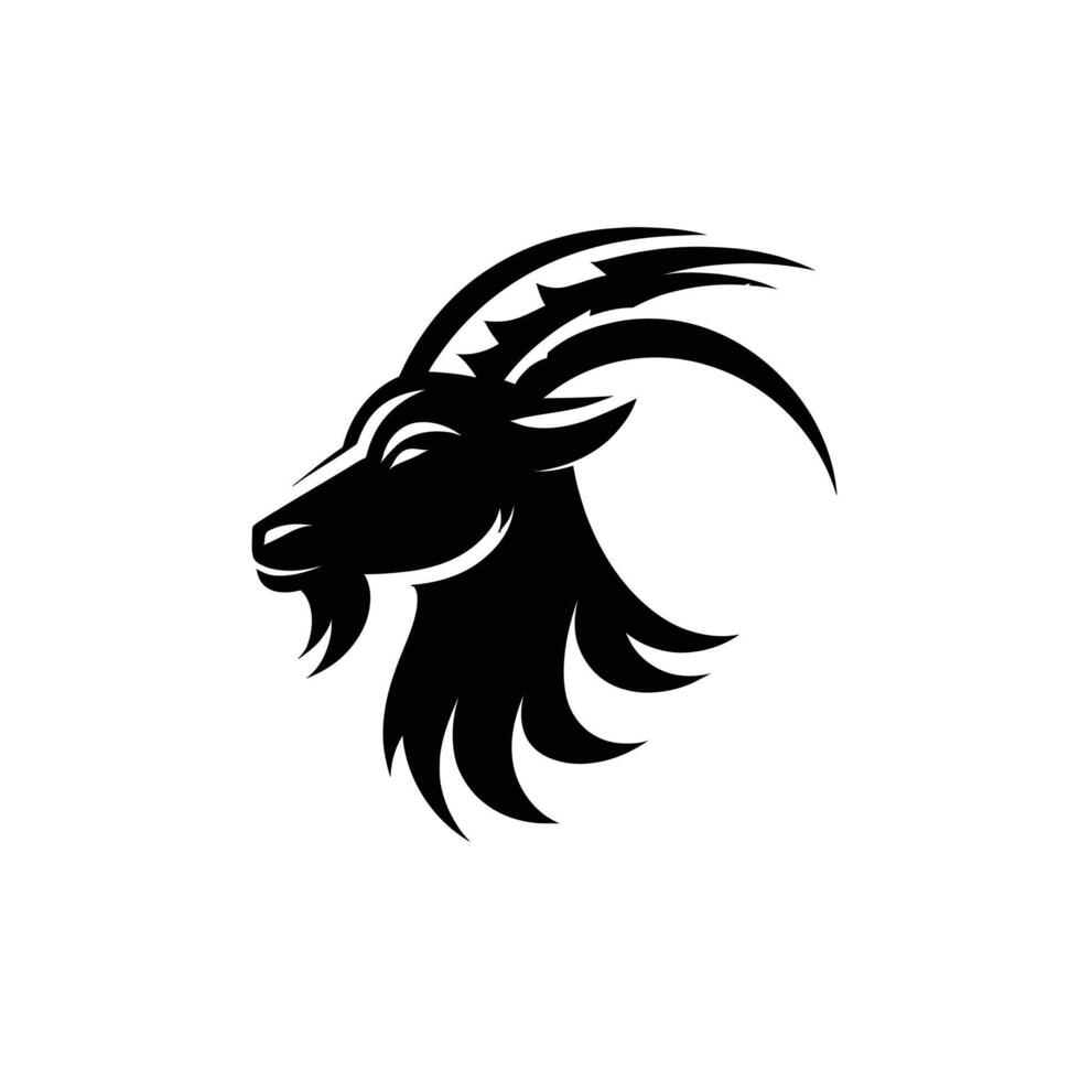 Black Silhouette of a Goat Head vector