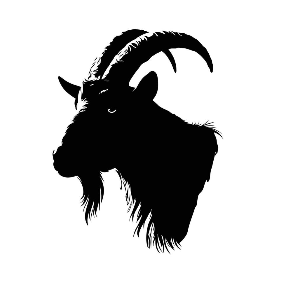 Strong and Bold Goat Head Silhouette Logo for Impactful Branding vector