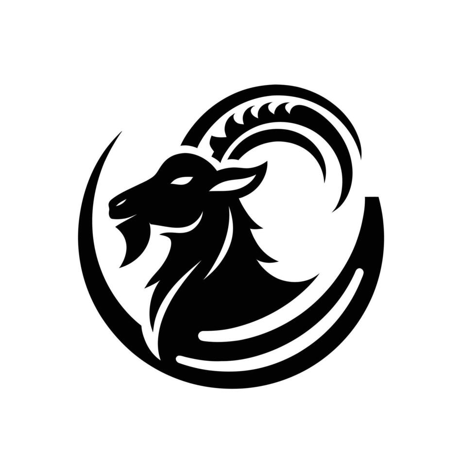 Unique Silhouette Goat Head Logo for Modern Branding vector