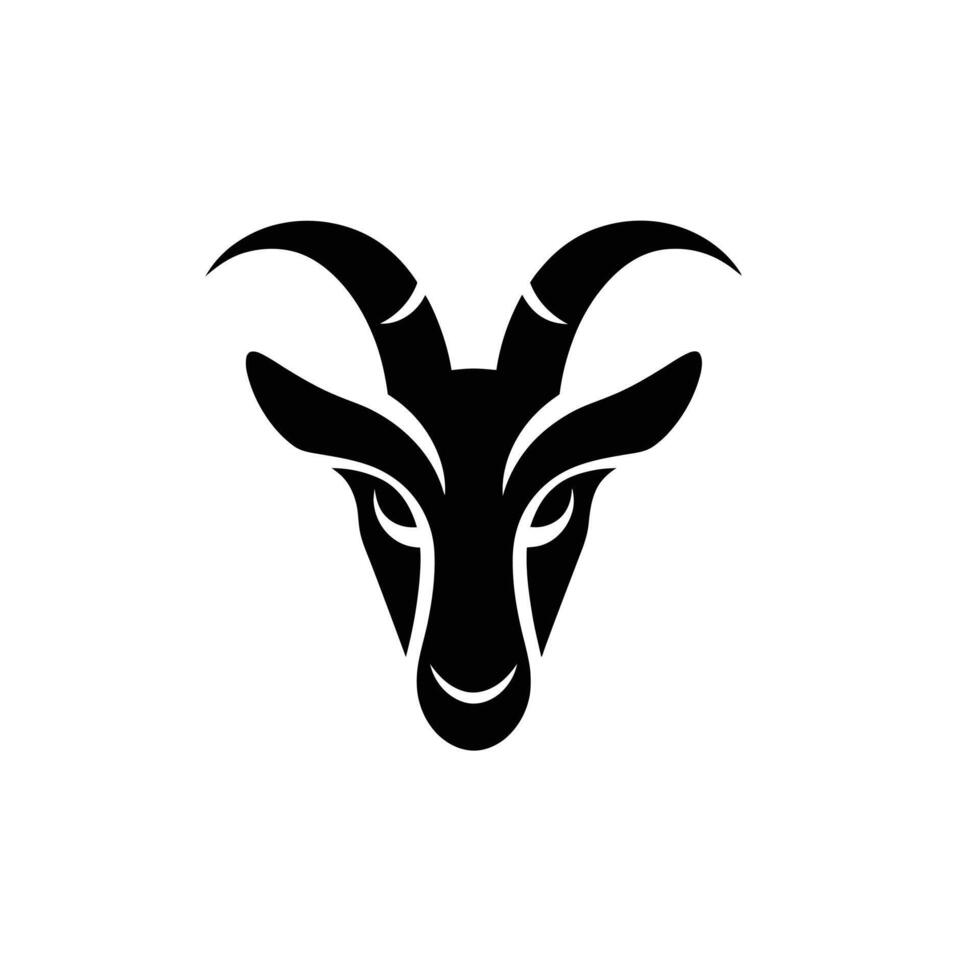 Minimalist Goat Head Silhouette Logo on White Background vector
