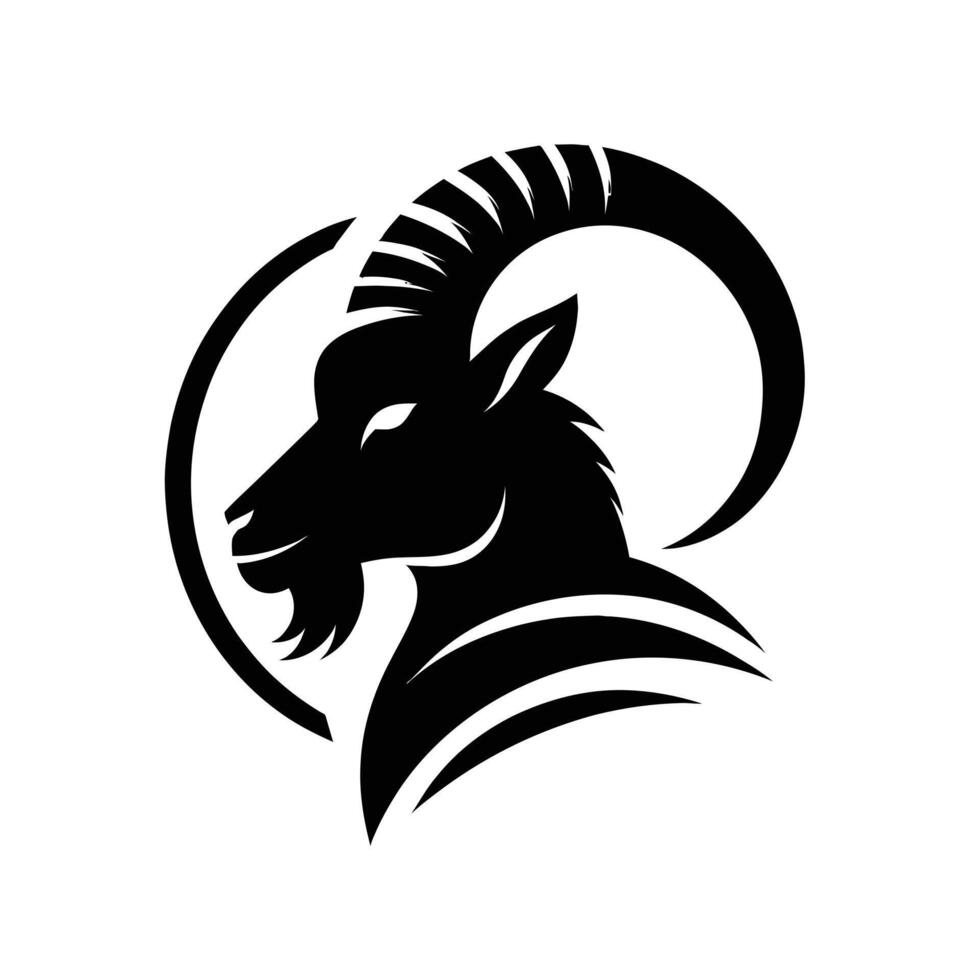 Creative Silhouette Goat Head Logo with Artistic Flair vector
