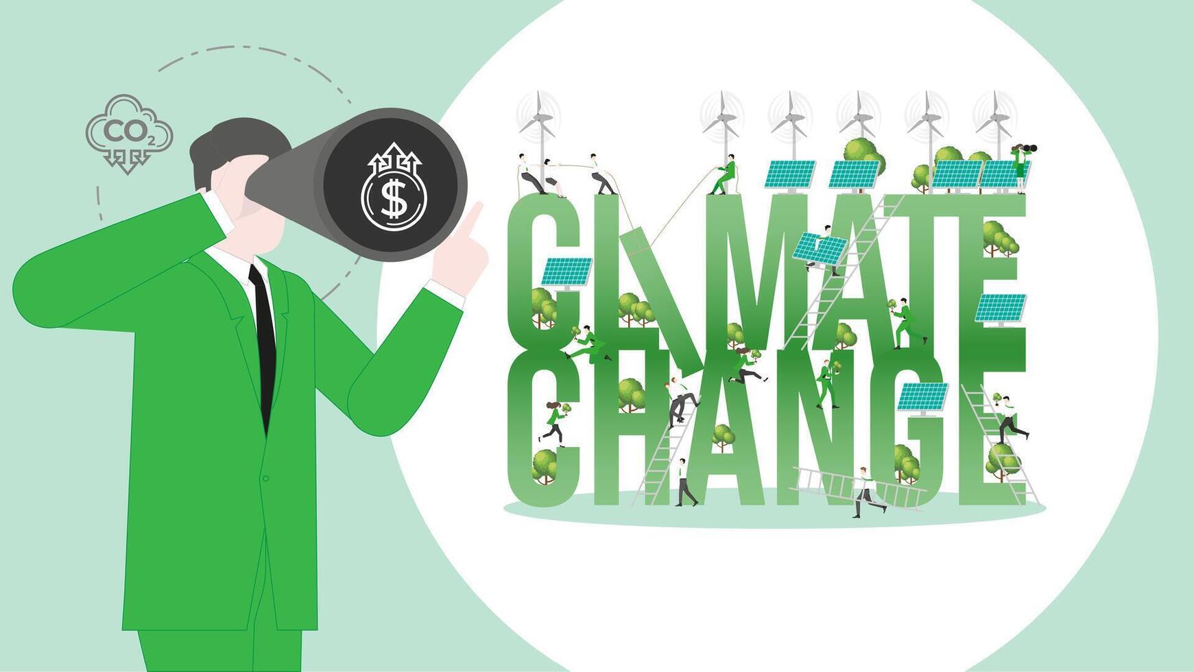 ESG business visionary to climate change. Carbon credit vision from reduce carbon footprint and carbon dioxide to Net Zero in year 2050 vector