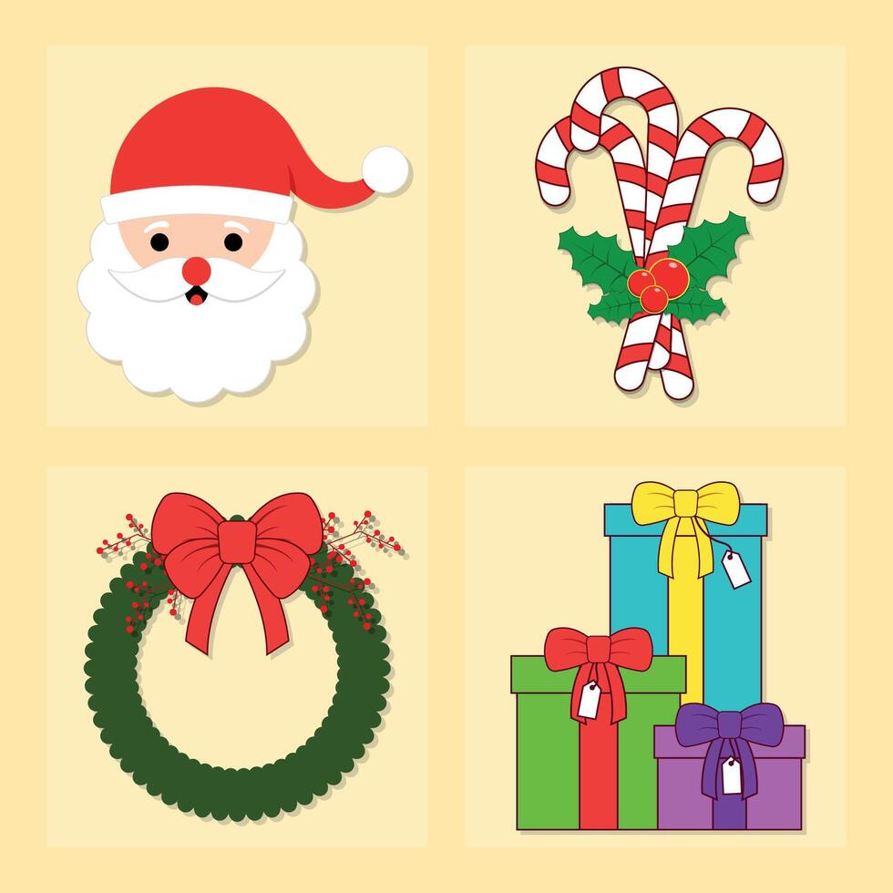 Christmas Santa Claus Christmas candy cane and Christmas gifts vector