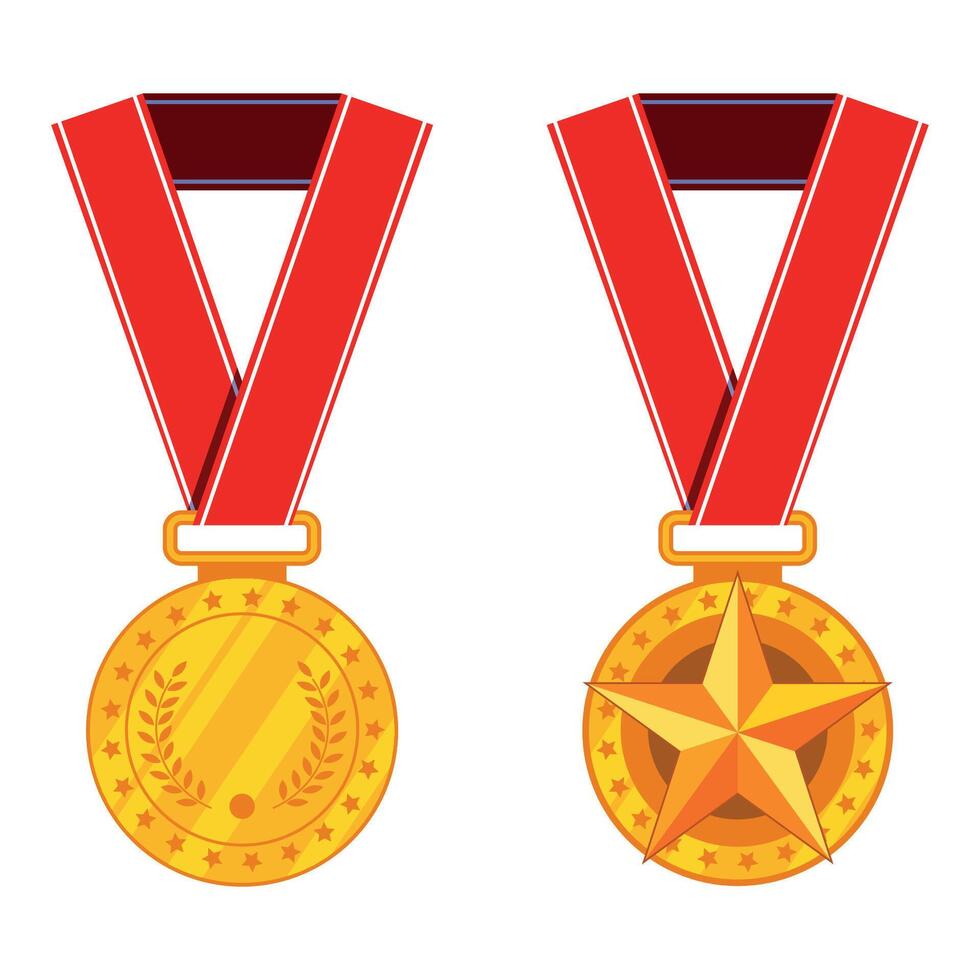 duo of gold medals vector