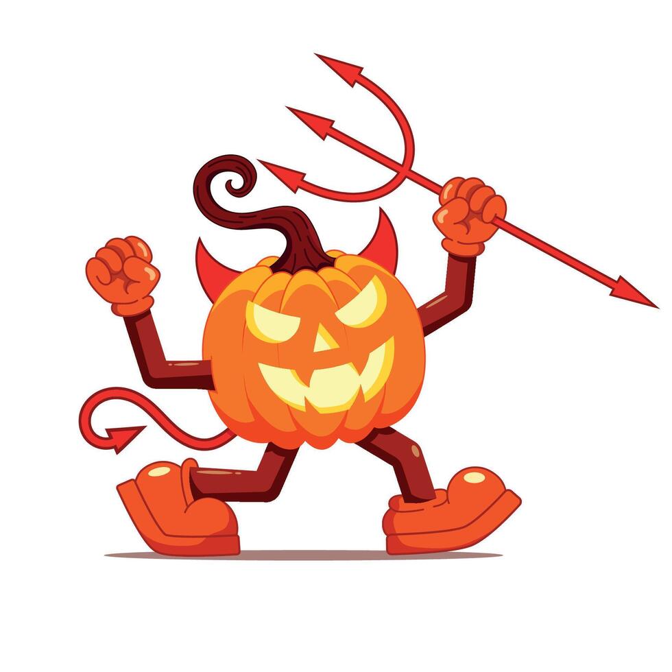 Retro style animated pumpkin for halloween vector