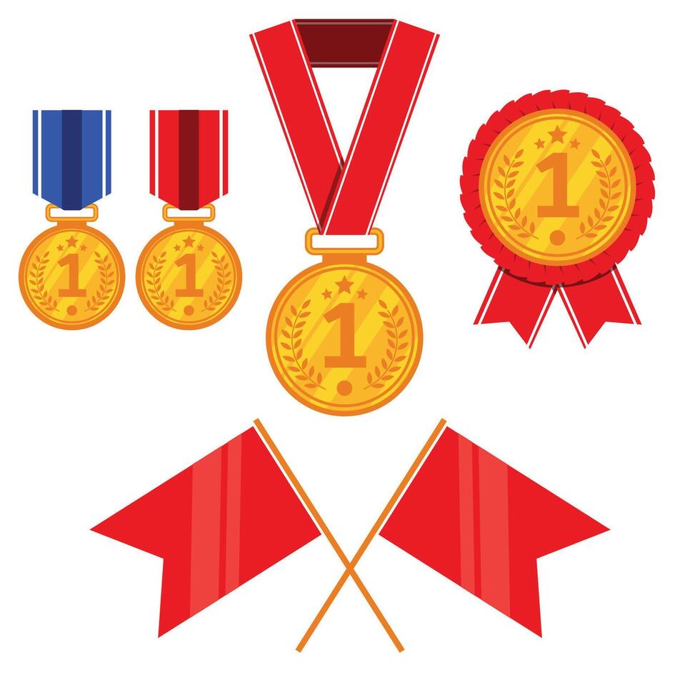 First place gold medals vector