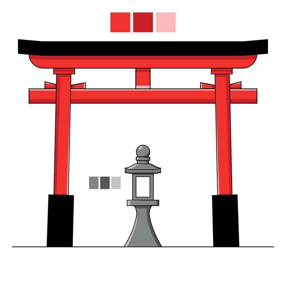 Japanese torii arch illustration vector