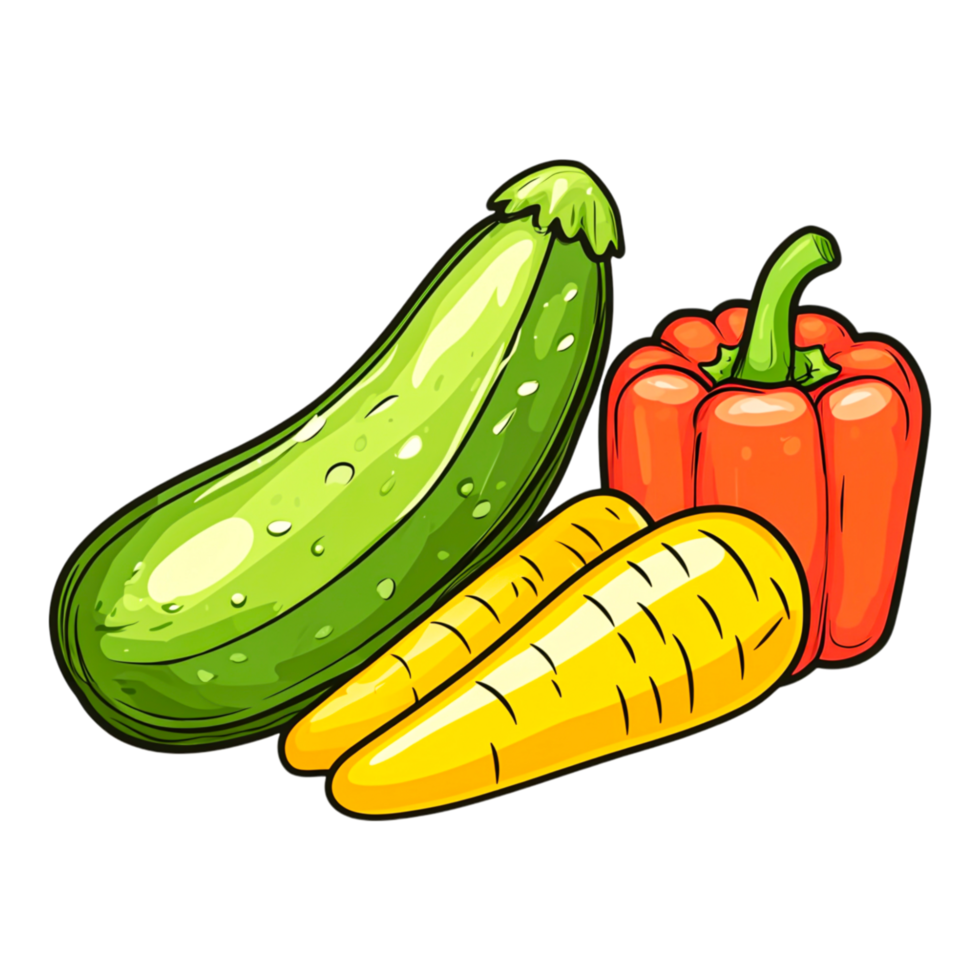 Fresh Vegetables Illustrated with Vibrant Colors png