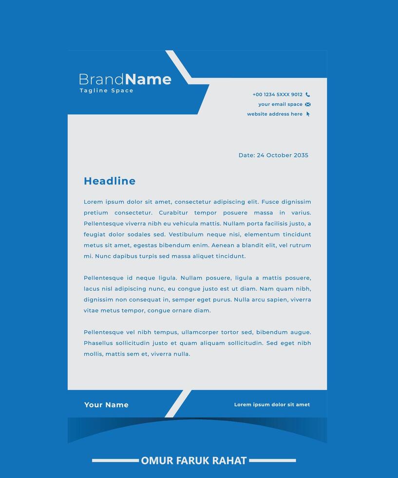 blue letterhead design vector