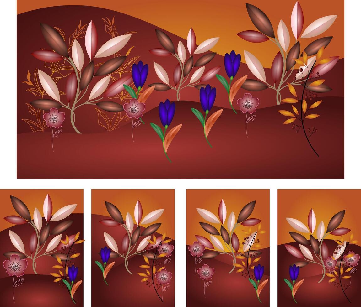 A Symphony of Autumn Leaves and Blossoms vector