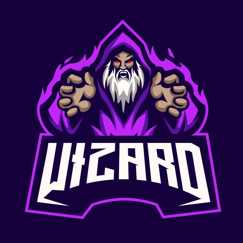 Wizard mascot logo design with modern illustration concept vector