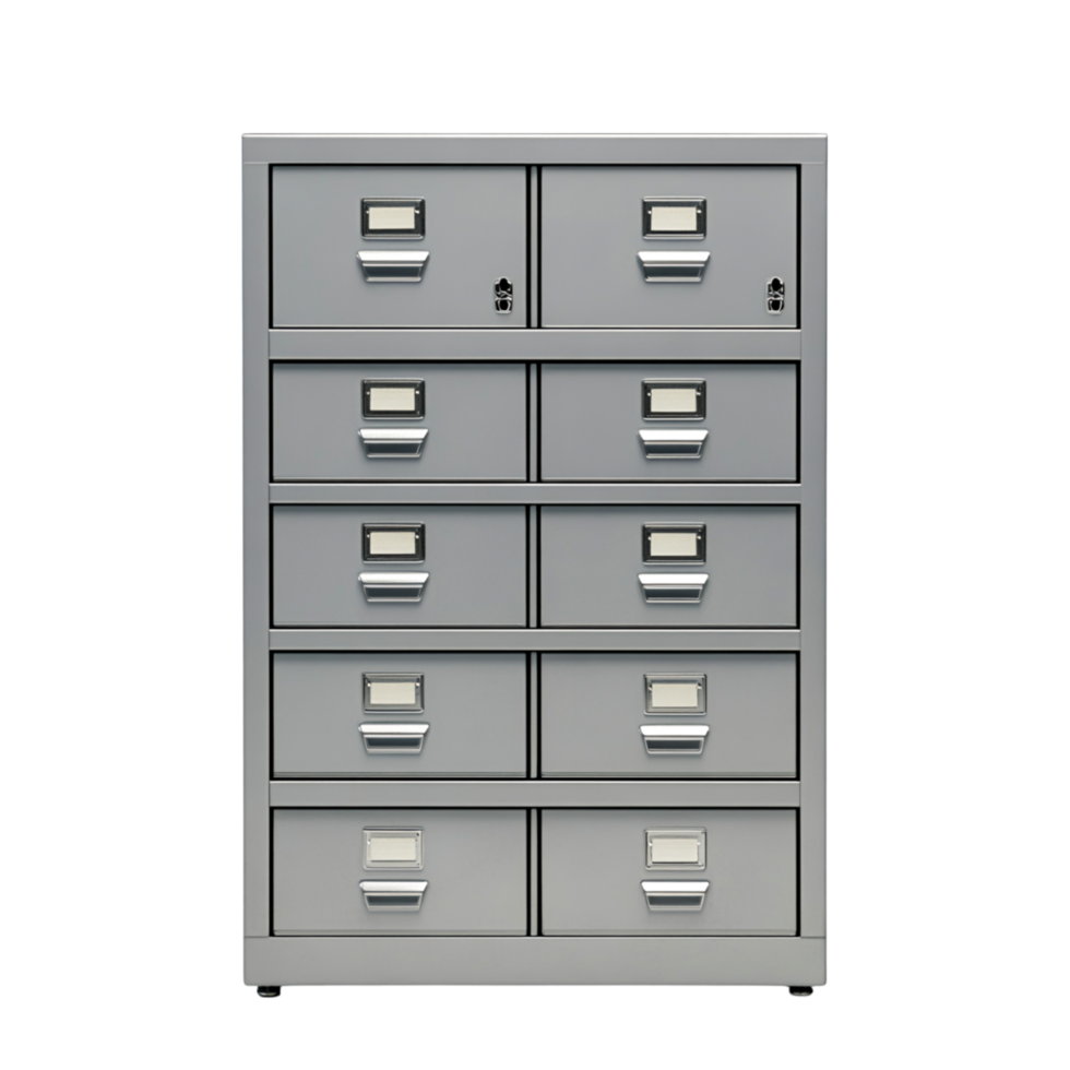 Grey Metal Filing Cabinet for Office Storage png