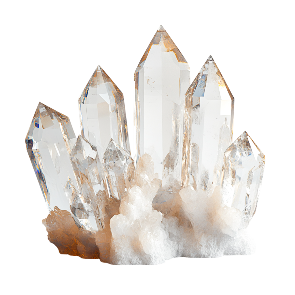 Sparkling Clear Quartz Crystal Cluster Display png