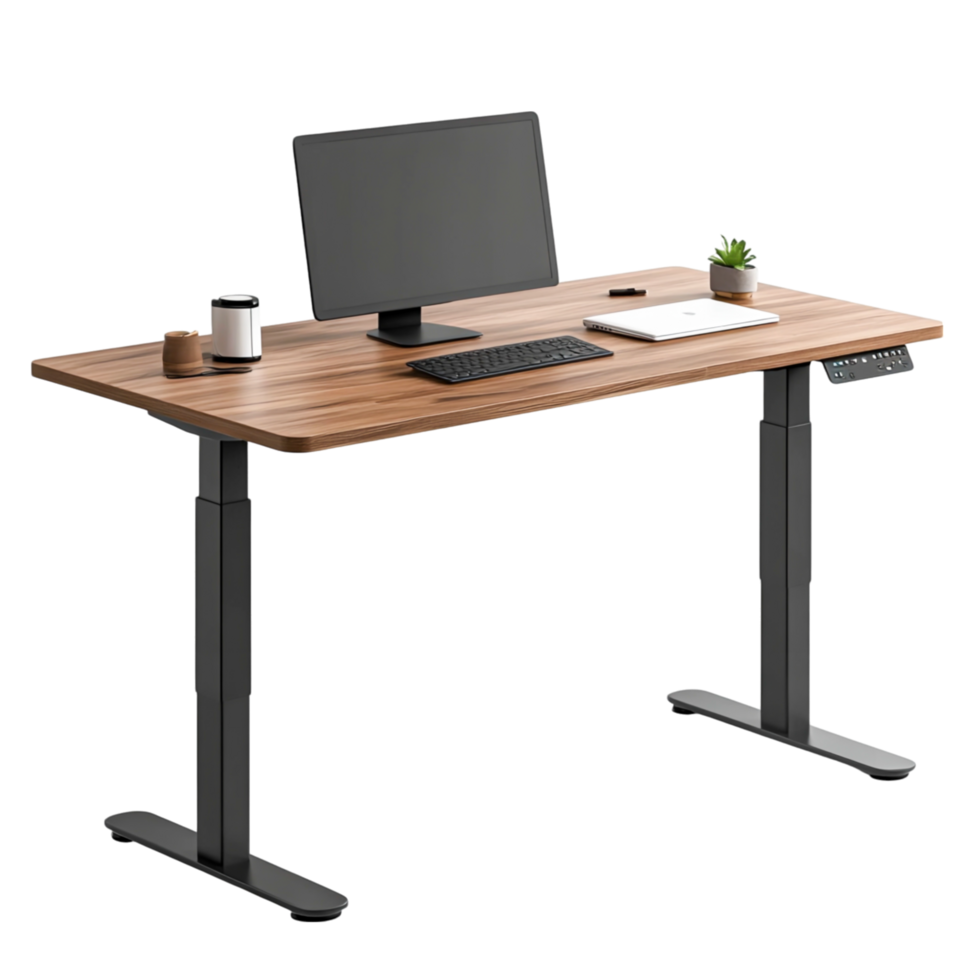 Modern Standing Desk with Computer Setup png
