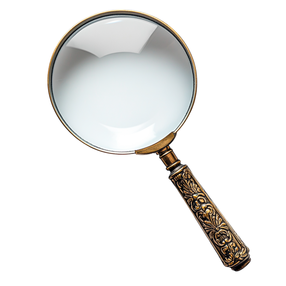 Antique Magnifying Glass with Intricate Handle Design png