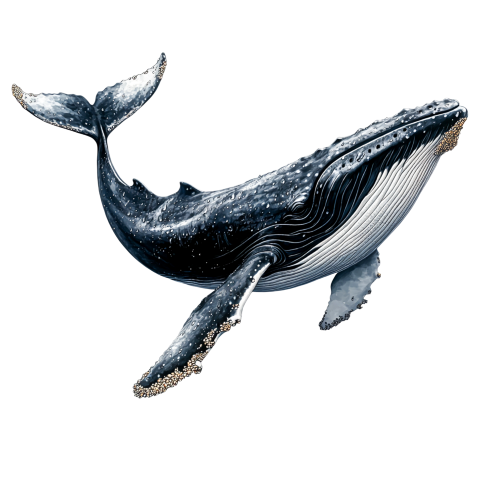 Majestic Whale Swimming in Ocean Depths png