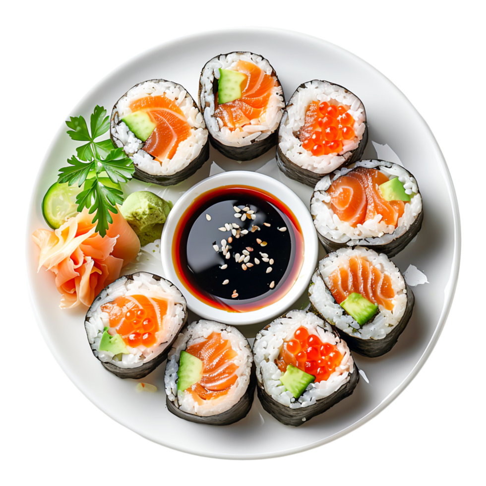 Fresh and Colorful Sushi Platter for Food Lovers png