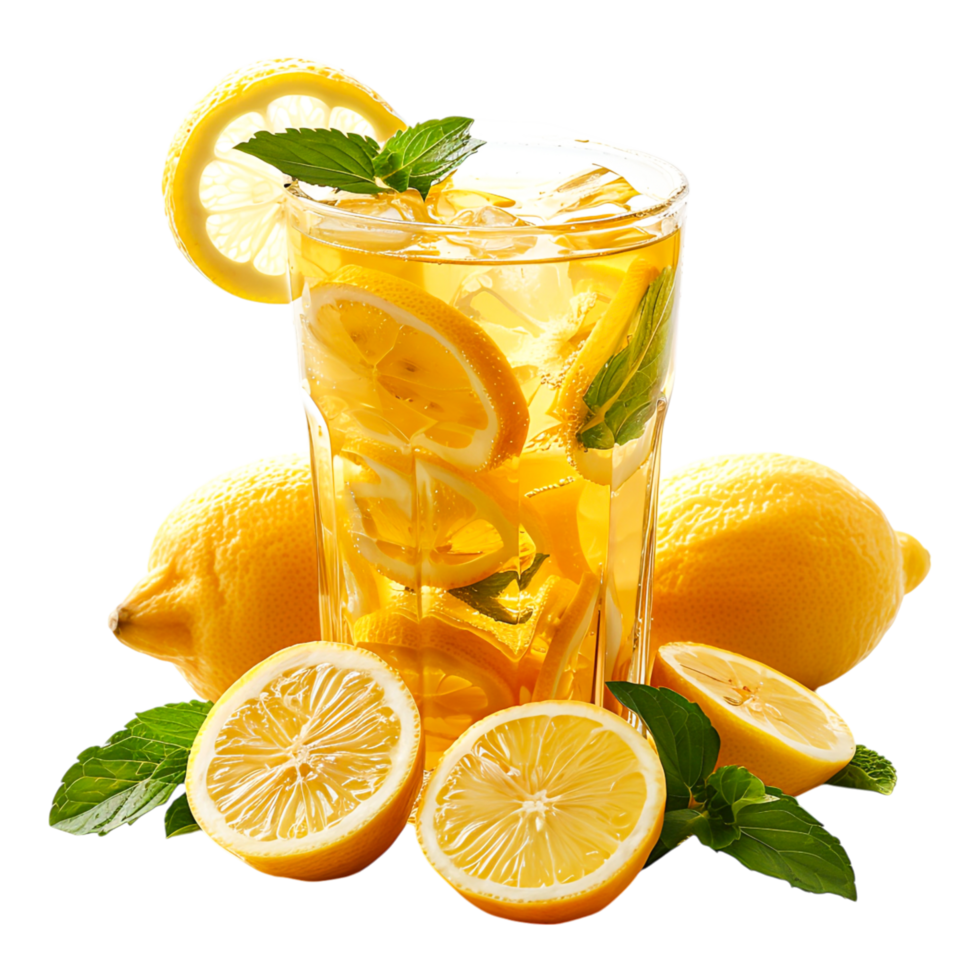 Refreshing Lemonade with Fresh Mint and Slices png