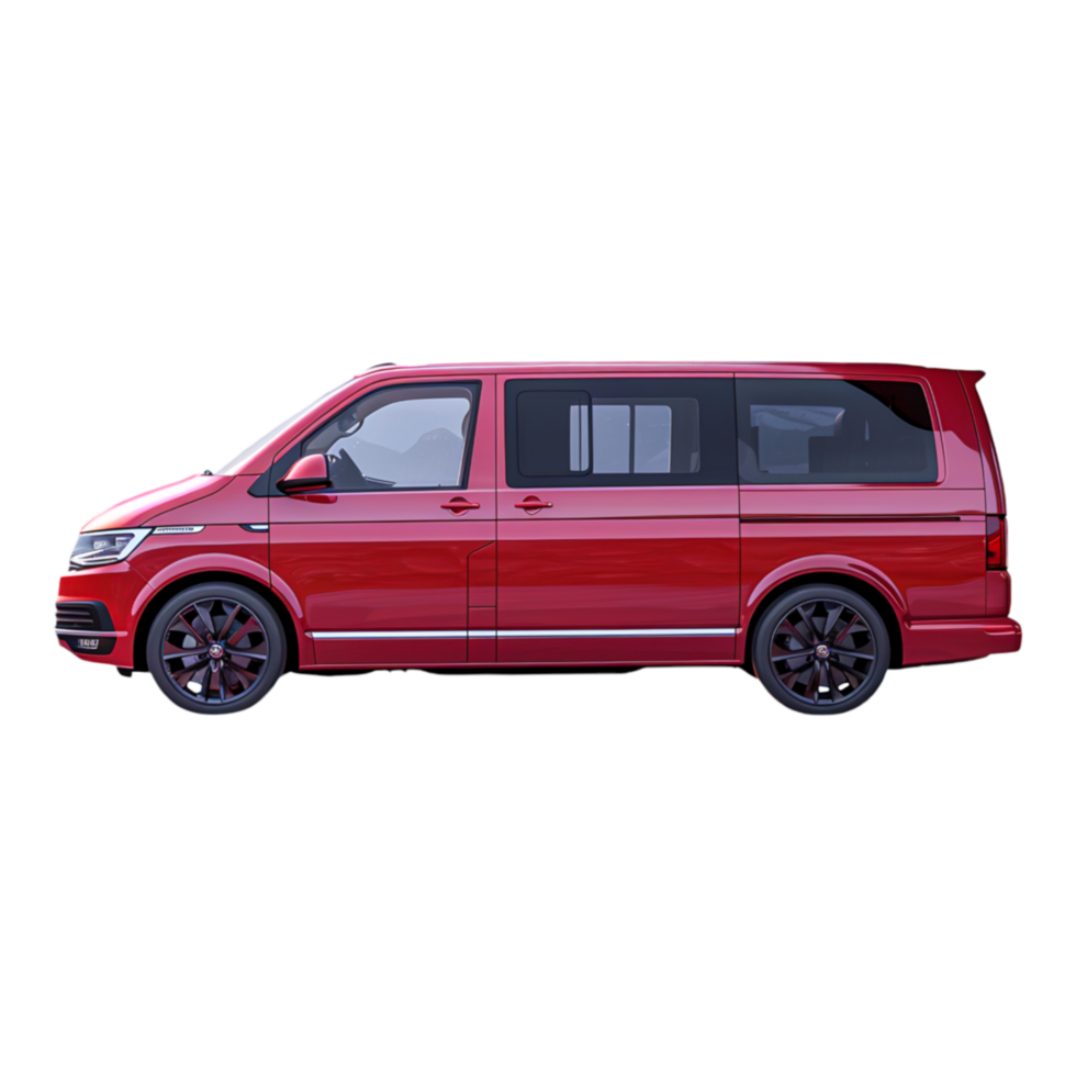 Stylish Red Van Side View in Isolated Background png