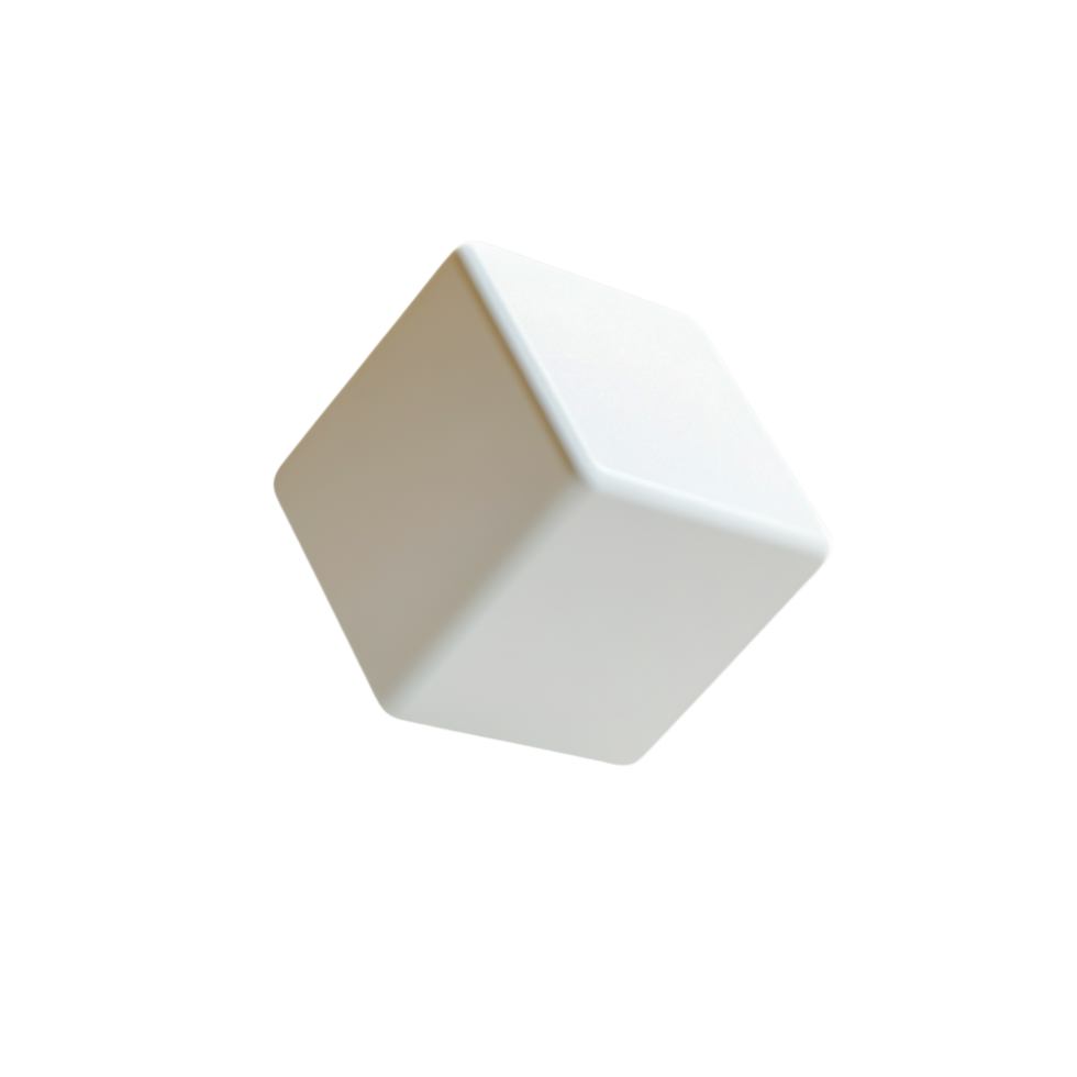 Simple White Cube on Transparent Background png