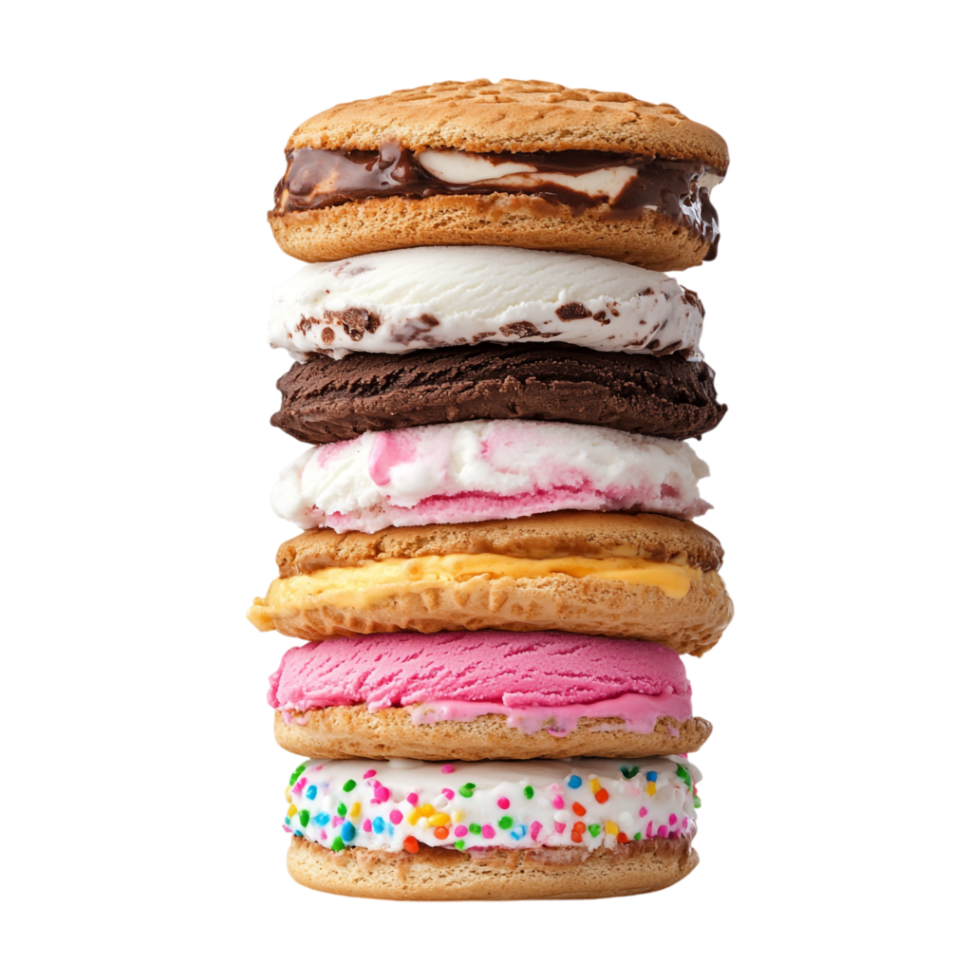 Different Flavors Of Ice Cream Sandwiches A stack of ice cream sandwiches with different flavors 50756531 PNG