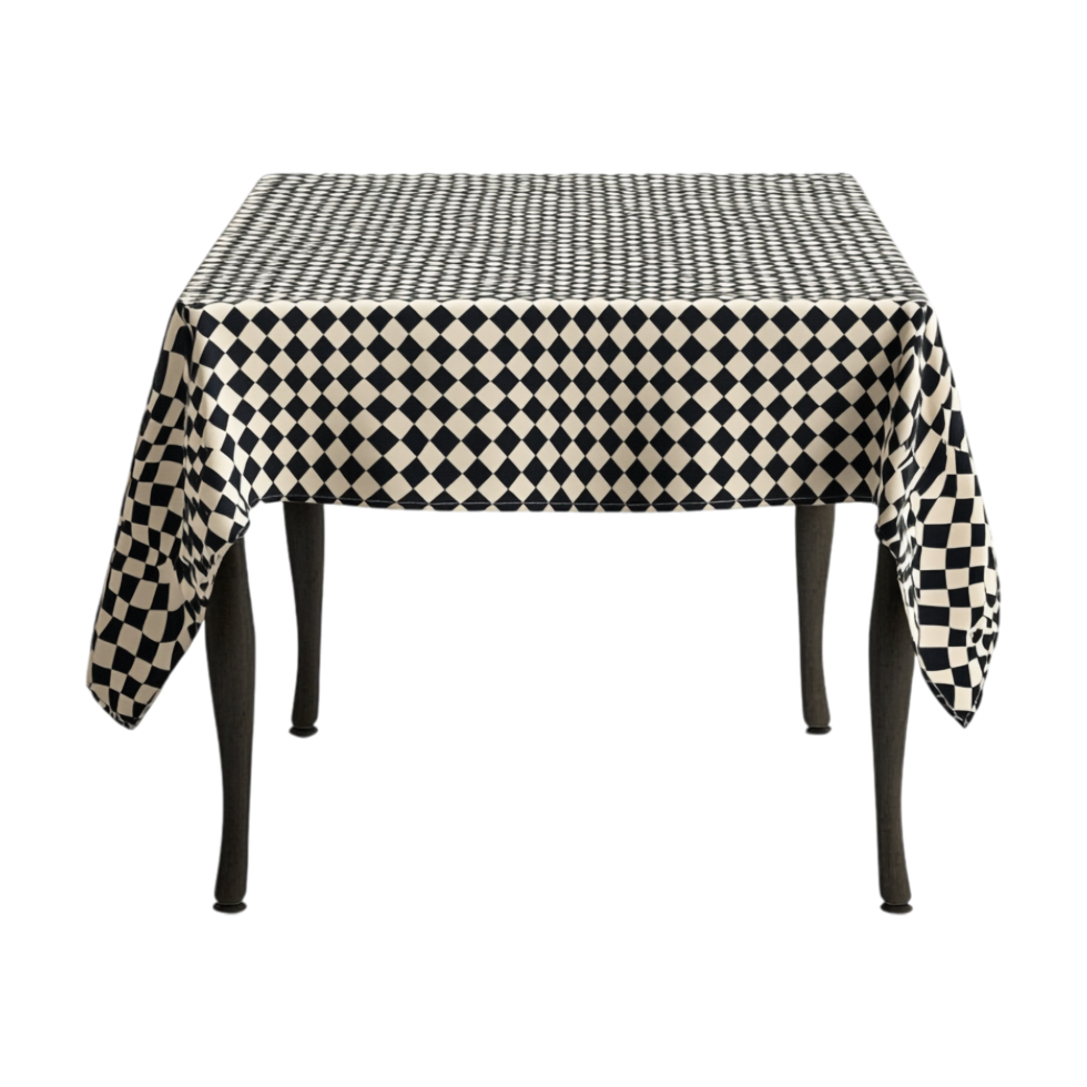 A black and white checkered tablecloth png