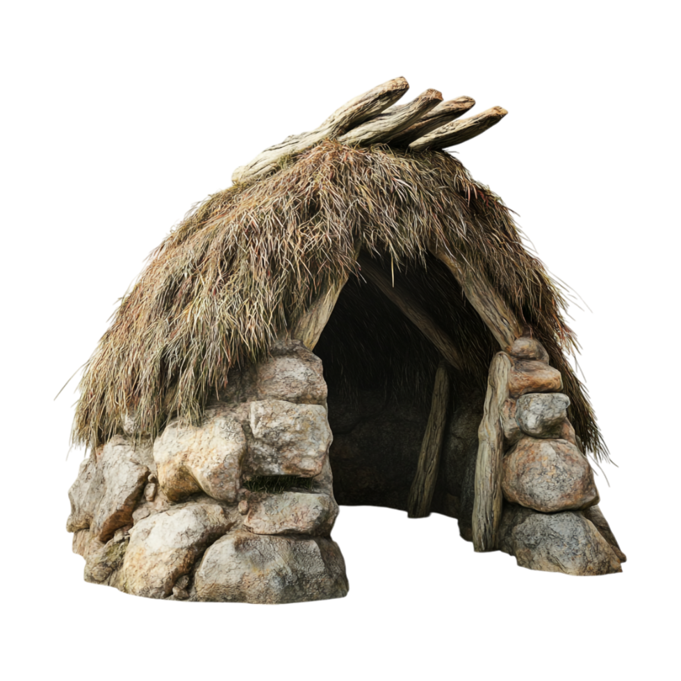 A small hut made out of stone and grass png