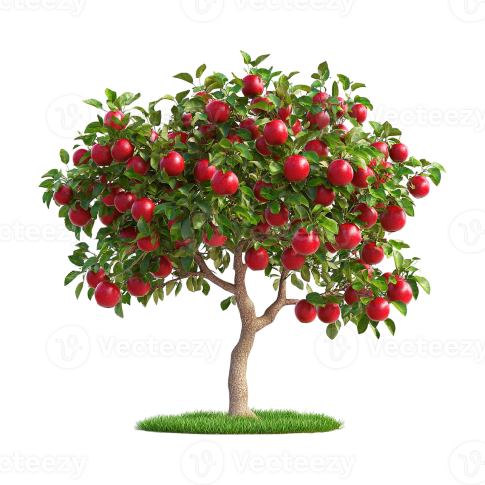 An apple tree with red fruit on it png