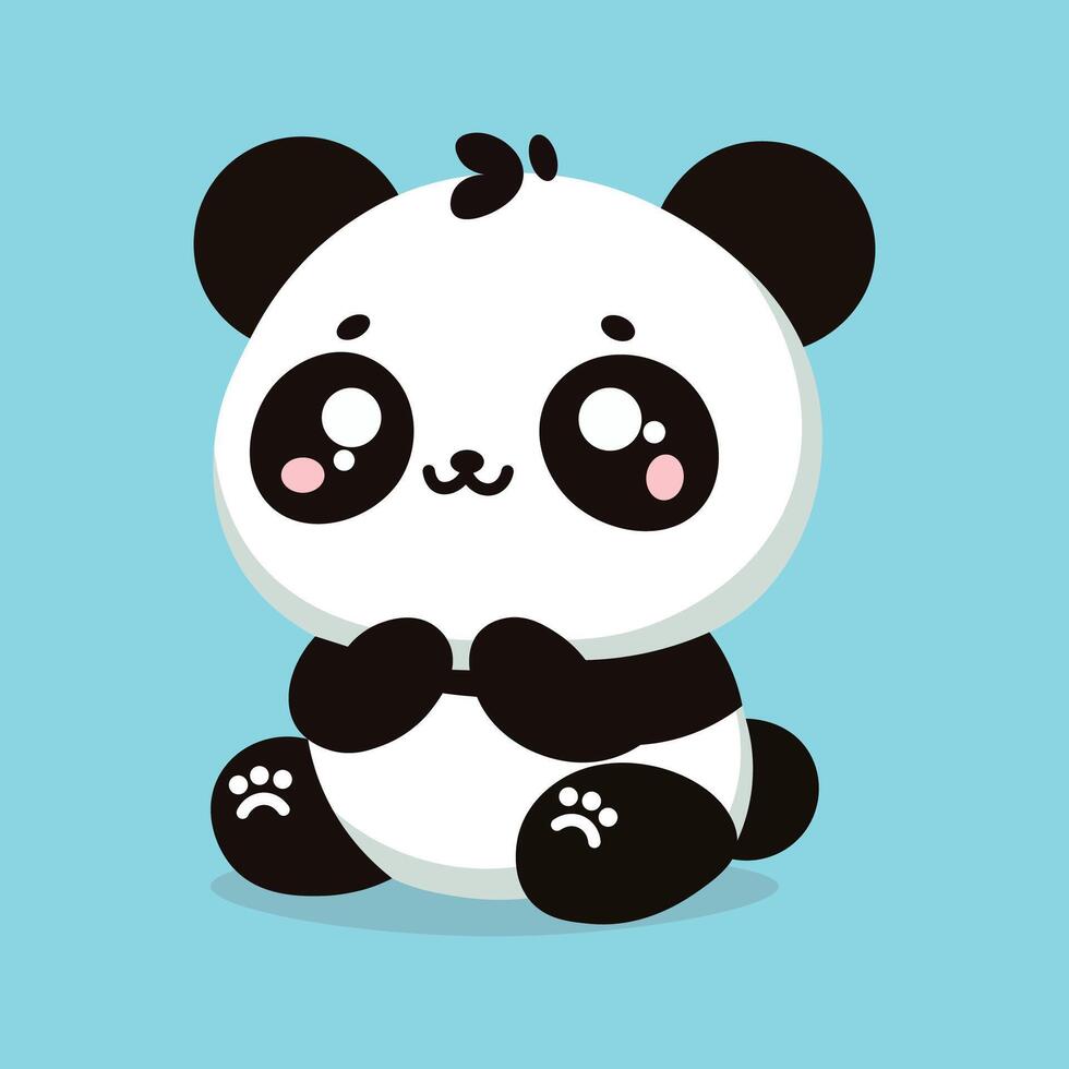 Cute Innocent Panda Character - Flat Illustration Design vector