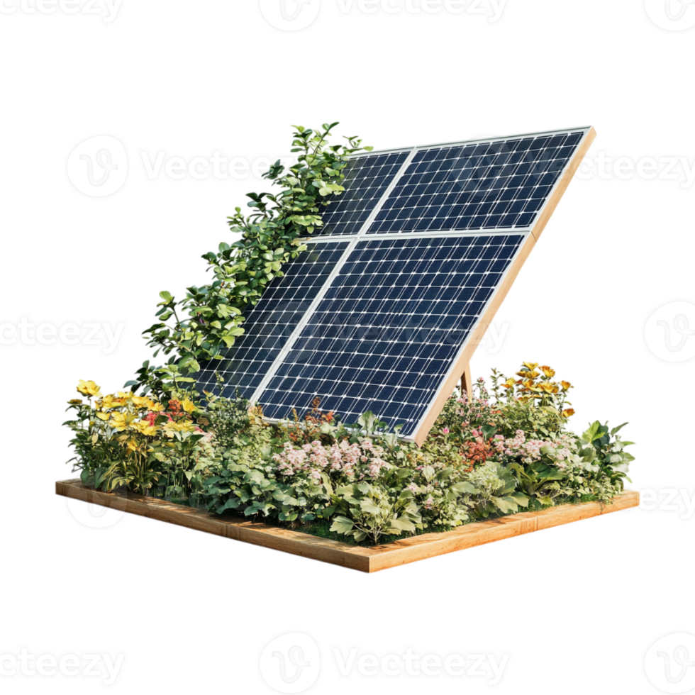 A solar panel with plants growing on it png