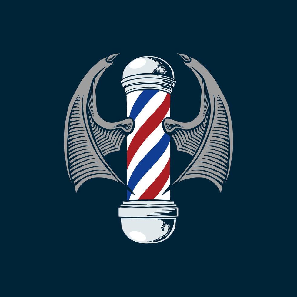 illustration of a pole barber with devil wings vector