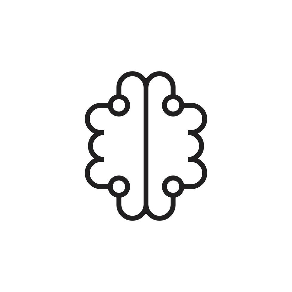 Logo brain wire line stroke with blank background vector