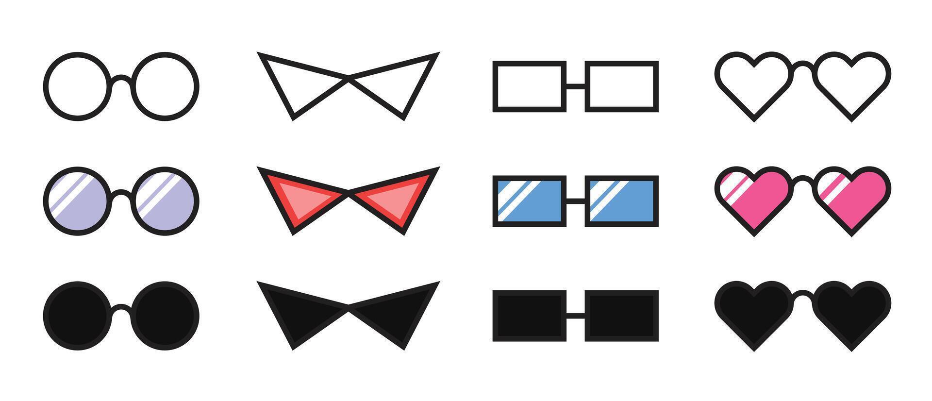 Icon set eyeglass retro unique design with blank background vector