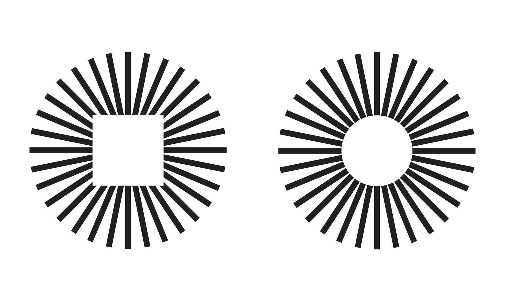 Icon sunburst or spark with square and circle inside it vector