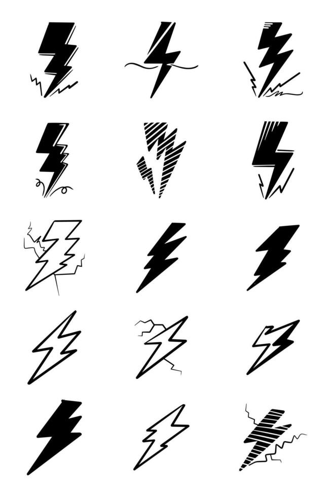 hand drawn doodle thunder bolt illustration isolated background vector
