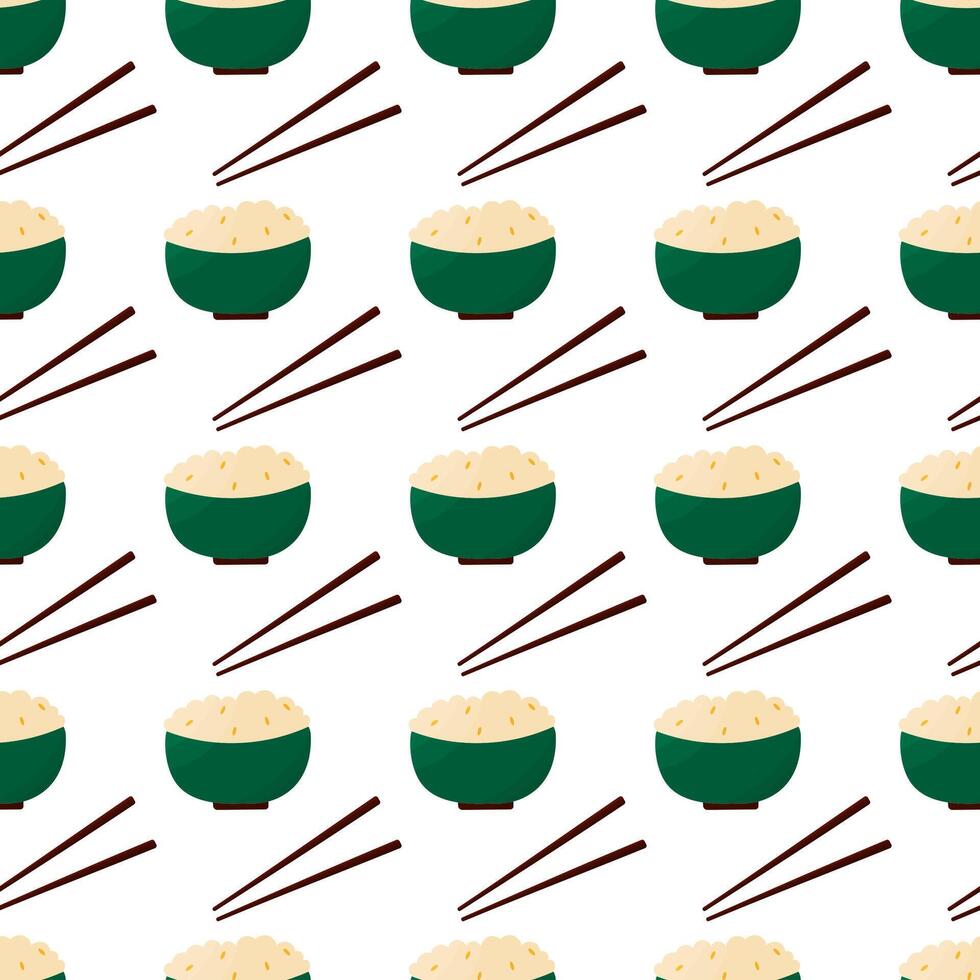 bowl portion rice pair small thin chopsticks vector