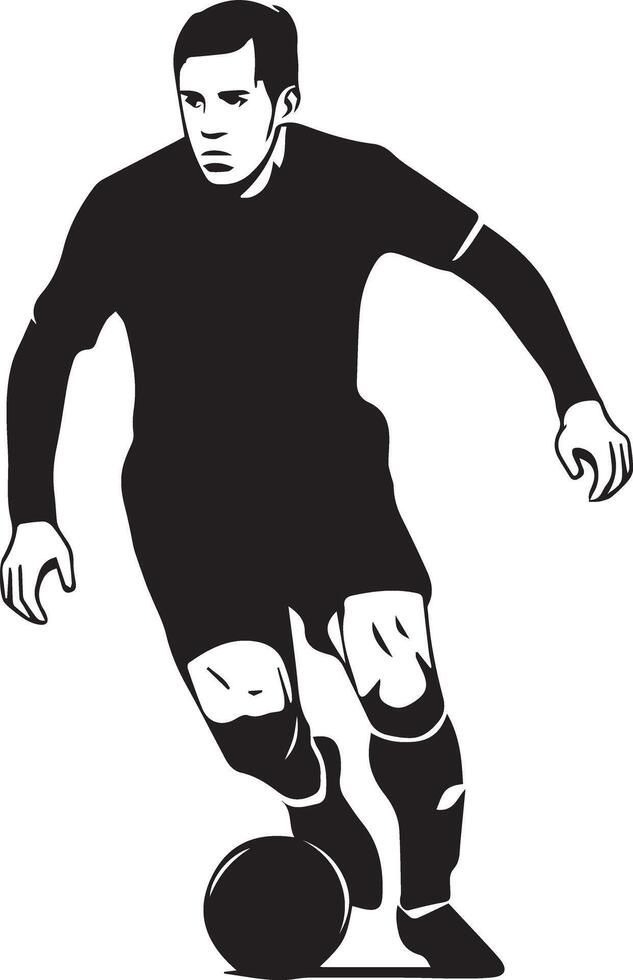 A black color football player with a football icon designed for various teams. The design is clean and striking, making it ideal for logos, posters, t-shirts, and other graphic projects. vector