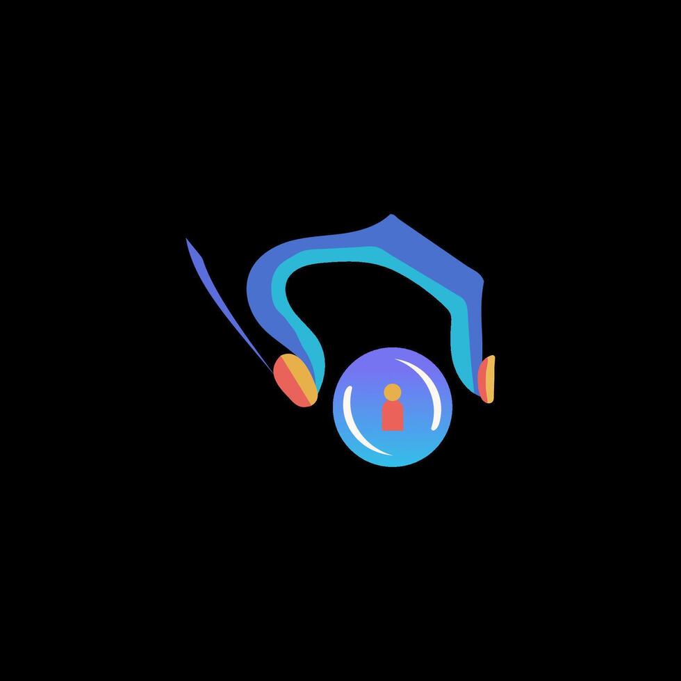 A logo with a blue and orange ball on it vector