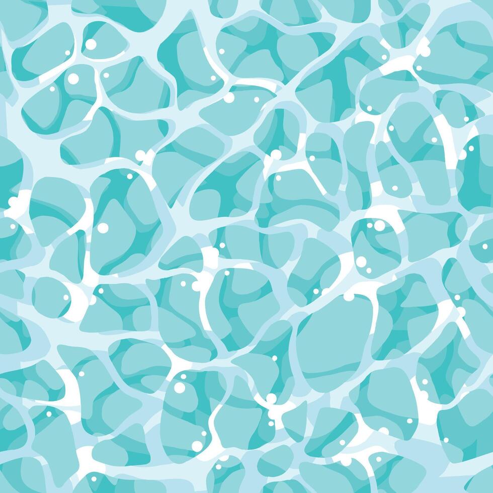 Water seamless texture. Blue water surface with waves and reflections. Aquatic environment wallpaper, swimming pool vector