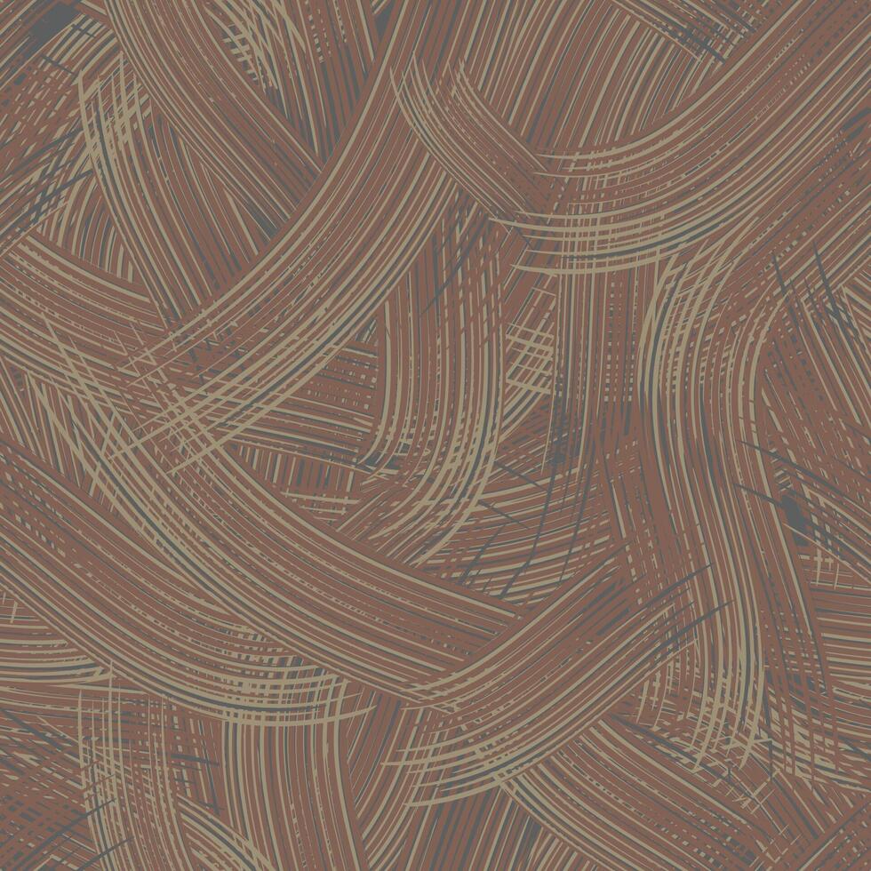 Hatching brown smear camouflage, modern fashion design. Camo grunge seamless pattern with pencil strokes vector