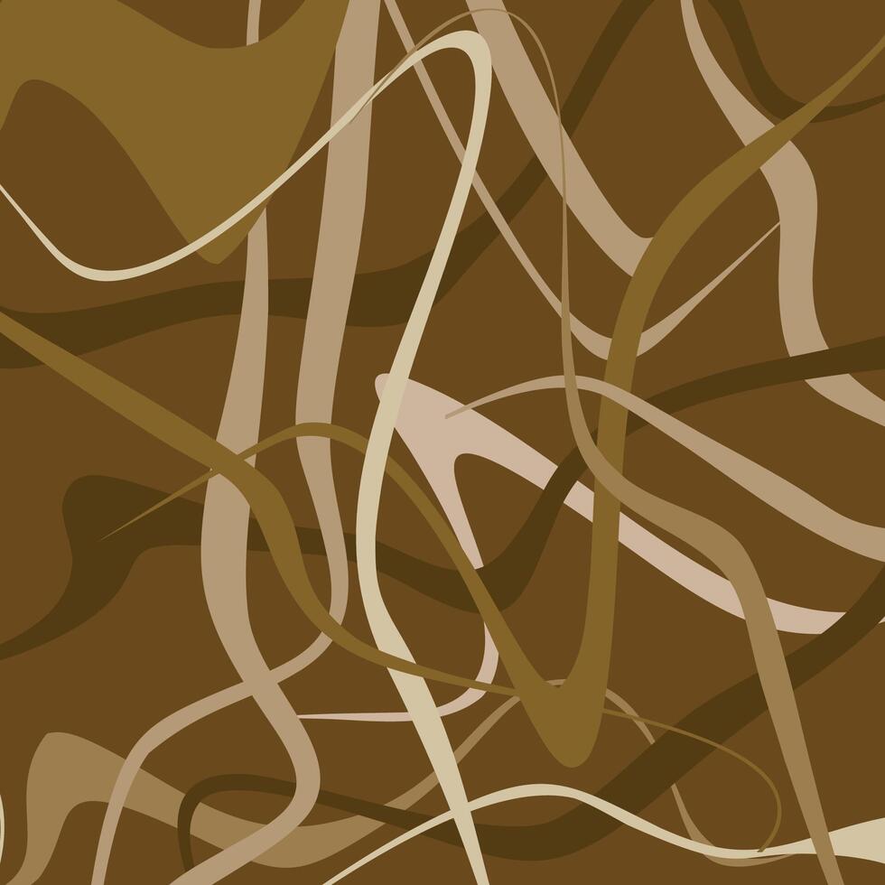 Abstract background with wavy plexus root lines. Designer pattern for printing on curtains, carpet and textiles. Fashionable wallpaper, brown texture vector
