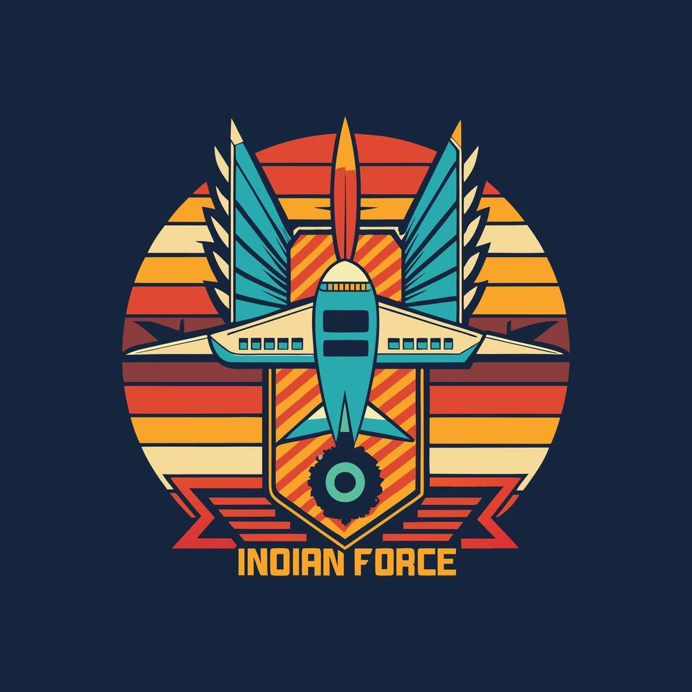 The indian force logo on a dark background vector