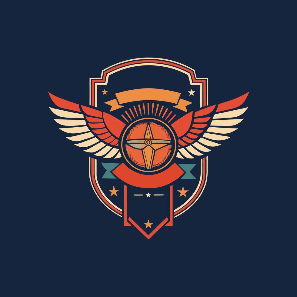 Basketball logo with wings and ribbon vector