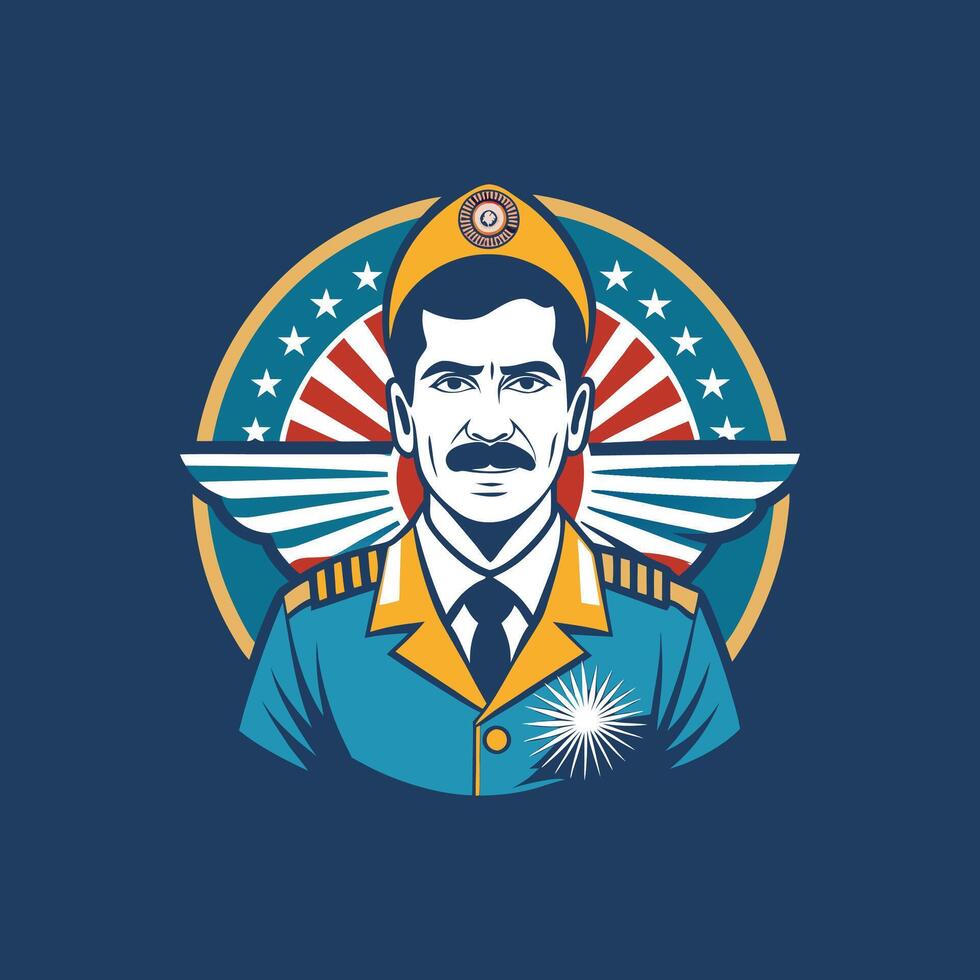 Air force pilot icon retro style illustration vector