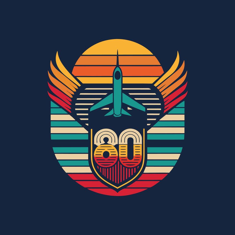 Retro airplane logo design vector